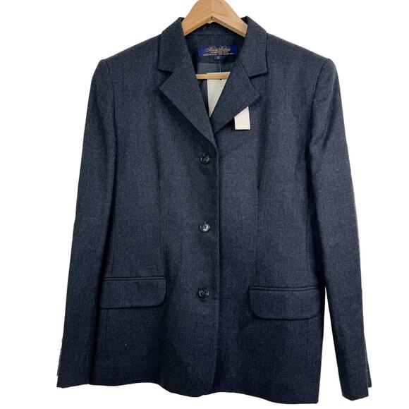 Brooks Brothers Wool Knit Charcoal Blazer Size 10 NWT - Picture 1 of 11